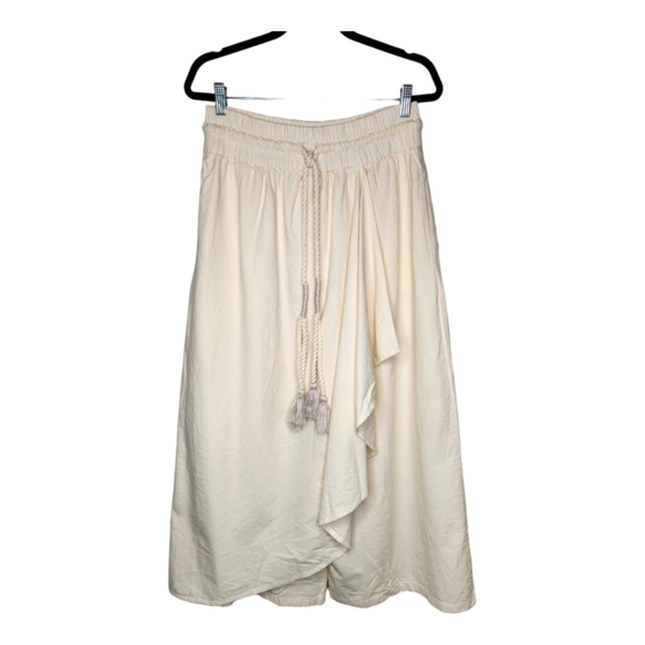 NEW Free People Wide Leg Wrap Pallazzo Pants Cream Size Large - Picture 1 of 8